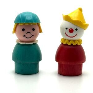 Vintage 1970s Fisher Price Little People Clown and Stewardess